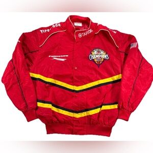 Vintage Firestone Racing Jacket Mens Large Red Firehawk Ganassi 4 for 4 Champion
